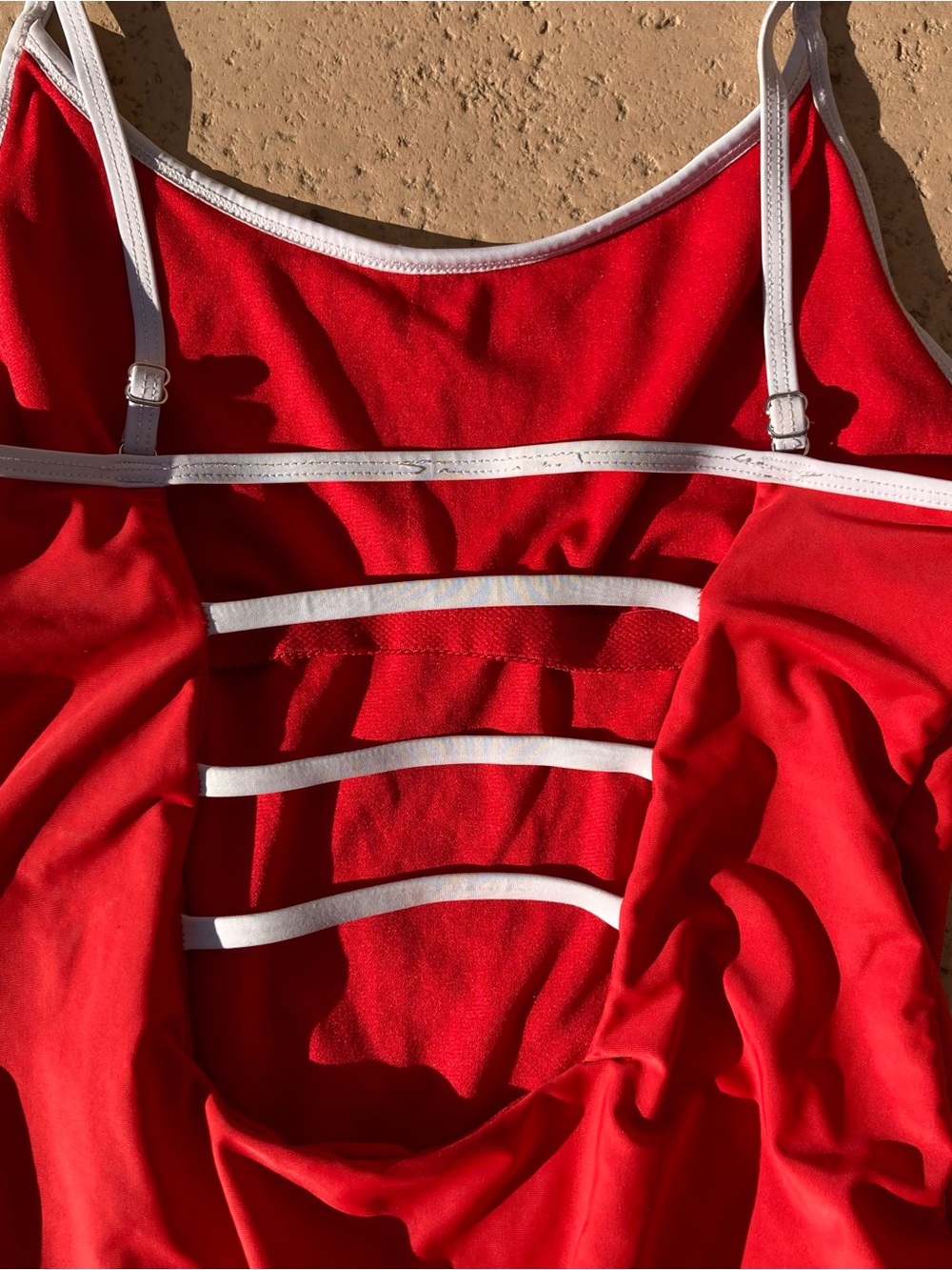 Hurley Red One Piece Swimsuit L Sporty Miami Lifeguard Surf Beach Large - Picture 6 of 9